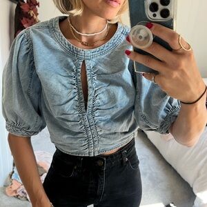 Free People Denim top, worn once